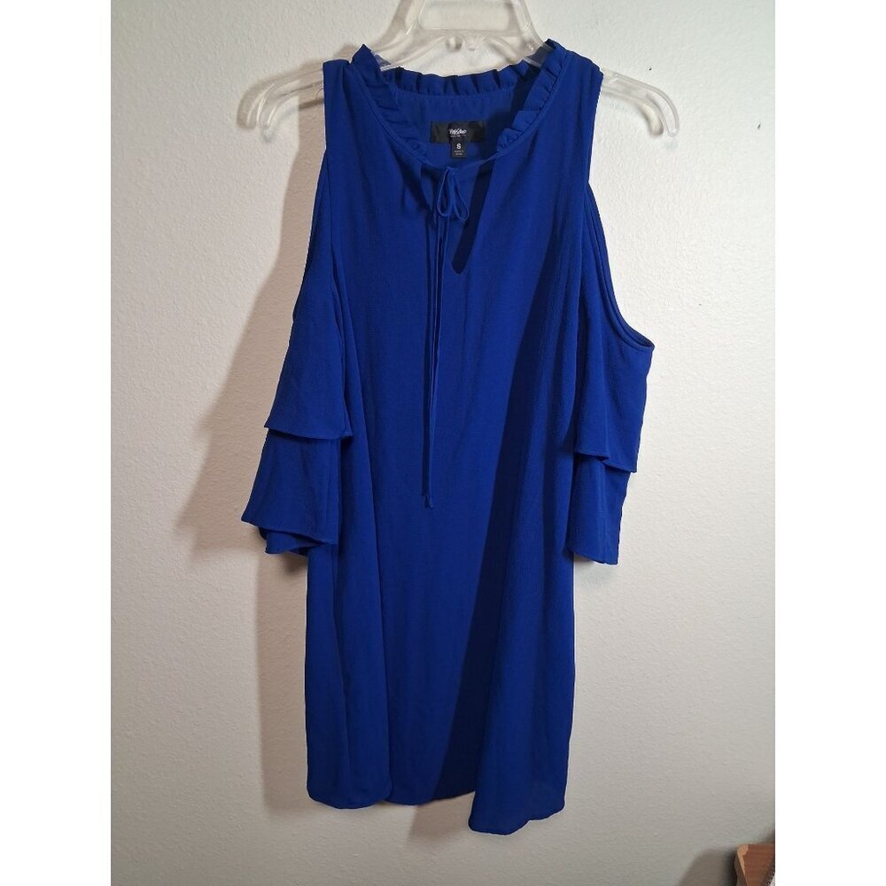 Mossimo Dress Business Casual Cold Shoulder Boho Office Professional Blue Small
